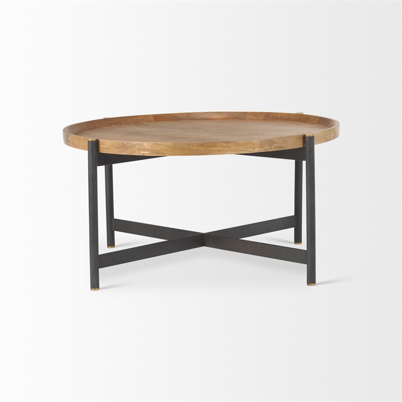 Mercana Marquisa Small Wood and Metal Coffee Table in Brown/Black