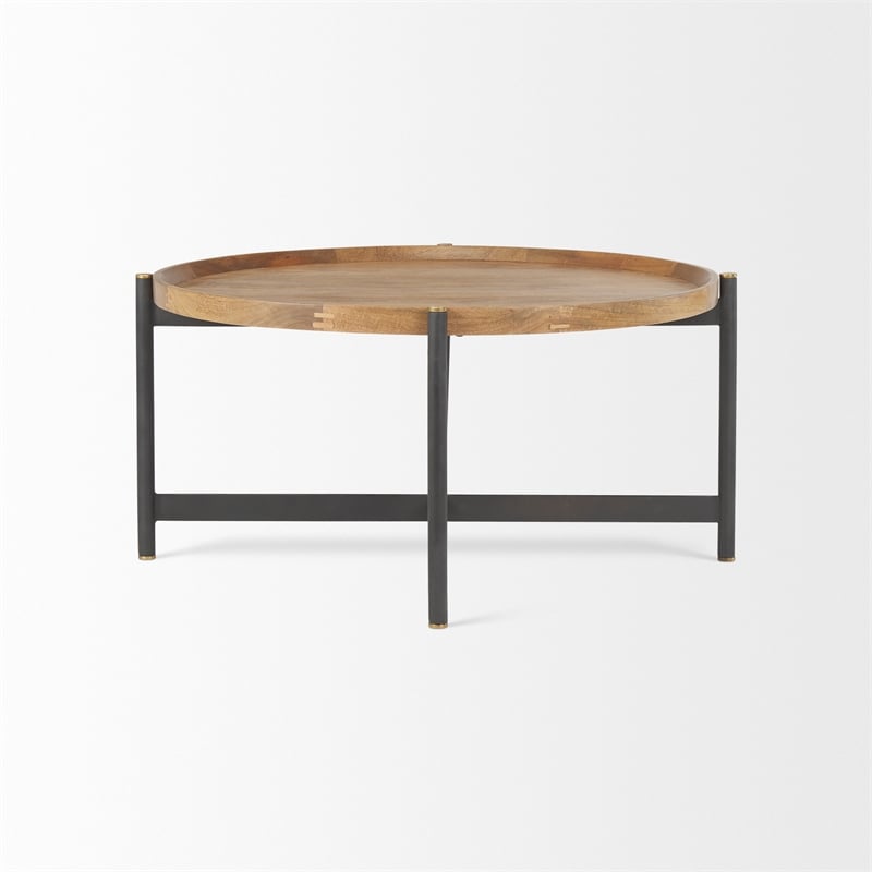 Mercana Marquisa Small Wood and Metal Coffee Table in Brown/Black