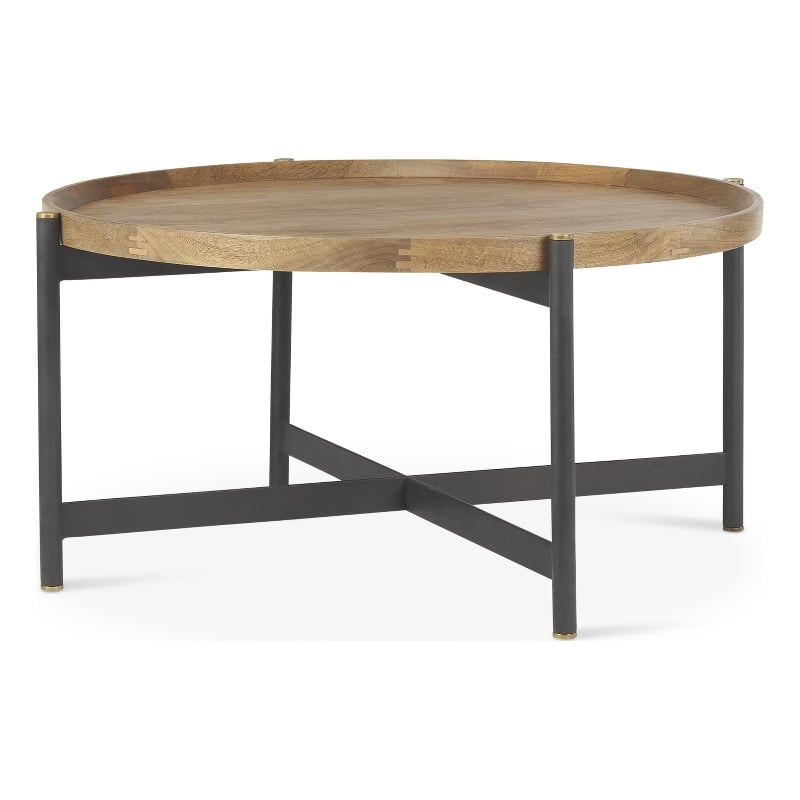 Mercana Marquisa Small Wood and Metal Coffee Table in Brown/Black