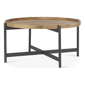 Mercana Marquisa Small Wood and Metal Coffee Table in Brown/Black