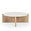 Bianca Light Brown Wood w/ Round Marble Top Coffee Table
