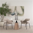 Maxwell White Marble Round Top Black Metal Wood Pedestal Base Dining Table