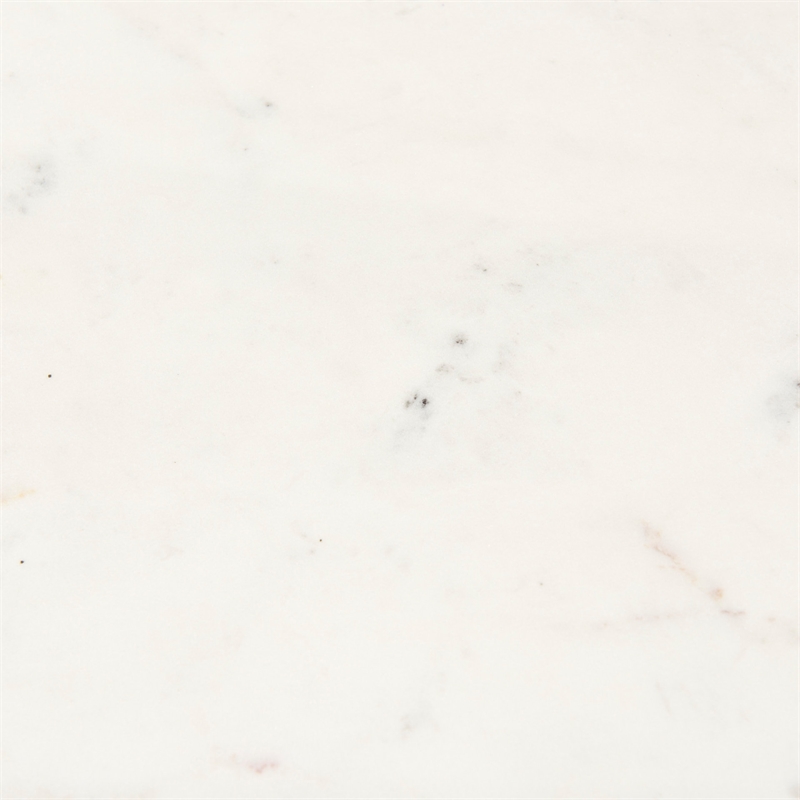 Maxwell White Marble Round Top Black Metal Wood Pedestal Base Dining Table