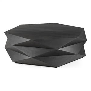 Mercana Arreto Solid Wood Hexagonal Storage Coffee Table in Black