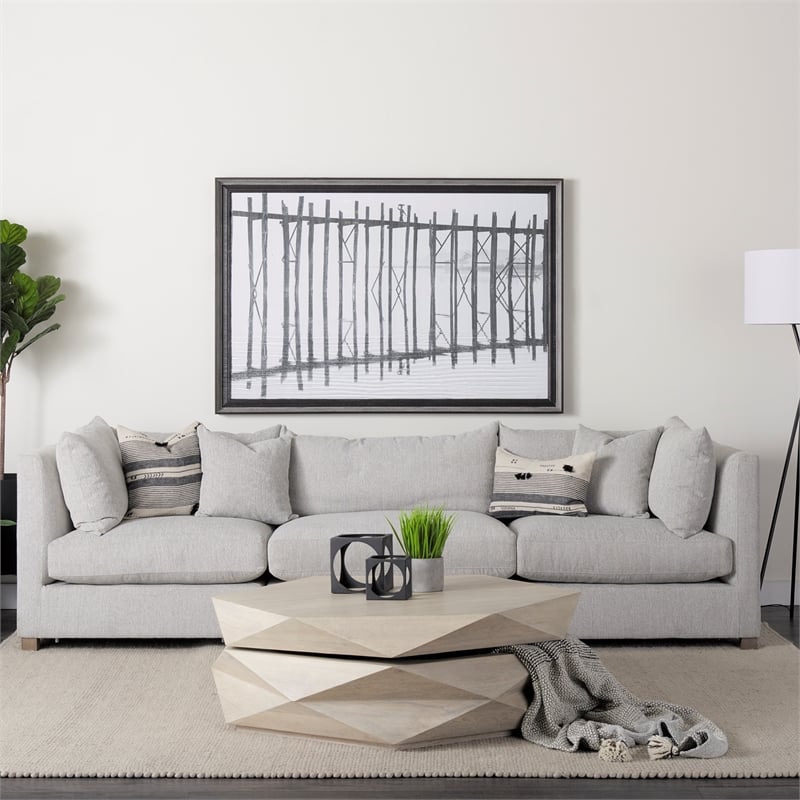 Mercana Arreto Natural Solid Wood Hexagonal Storage Coffee Table in White