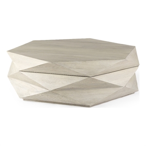 Mercana Arreto Natural Solid Wood Hexagonal Storage Coffee Table in White