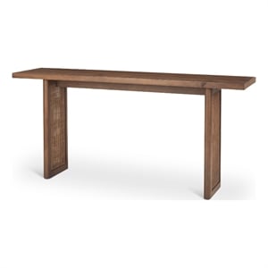 Grier 65&quot Medium Brown Solid Wood w/ Cane Console Table