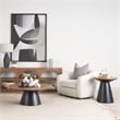 Mitchell Black Metal Pedetal Base with Brown Wood Top Side Table