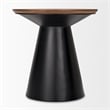 Mitchell Black Metal Pedetal Base with Brown Wood Top Side Table