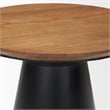 Mitchell Black Metal Pedetal Base with Brown Wood Top Side Table