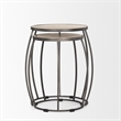 Clapp Round Light Brown White Wash Wood Silver Metal Nesting Accent Tables