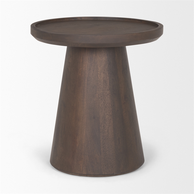 Mercana Furniture Takoda Wood Tapered Drum Accent Table in Dark Brown