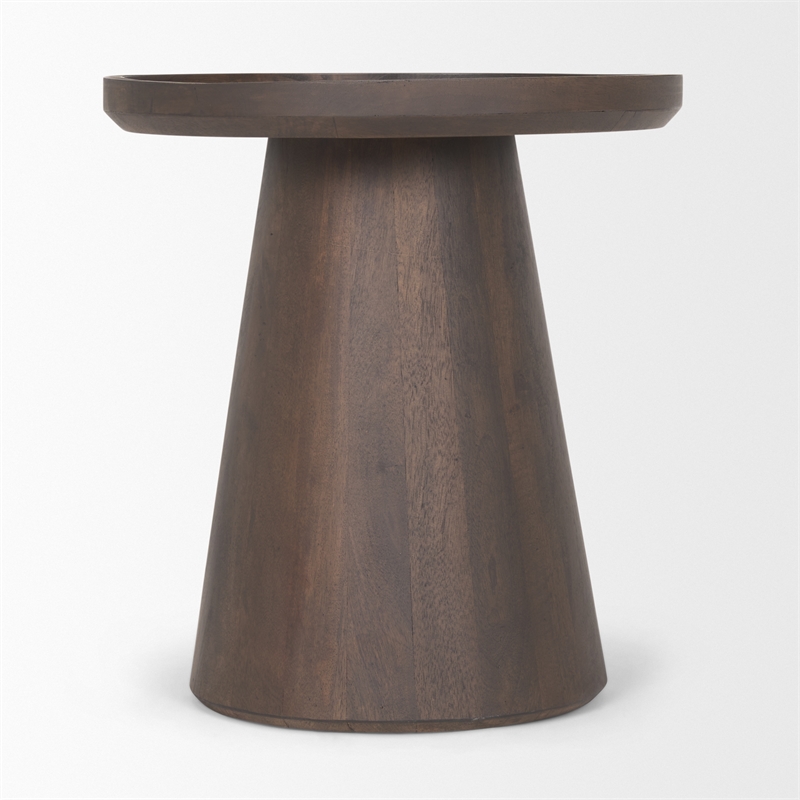 Mercana Furniture Takoda Wood Tapered Drum Accent Table in Dark Brown