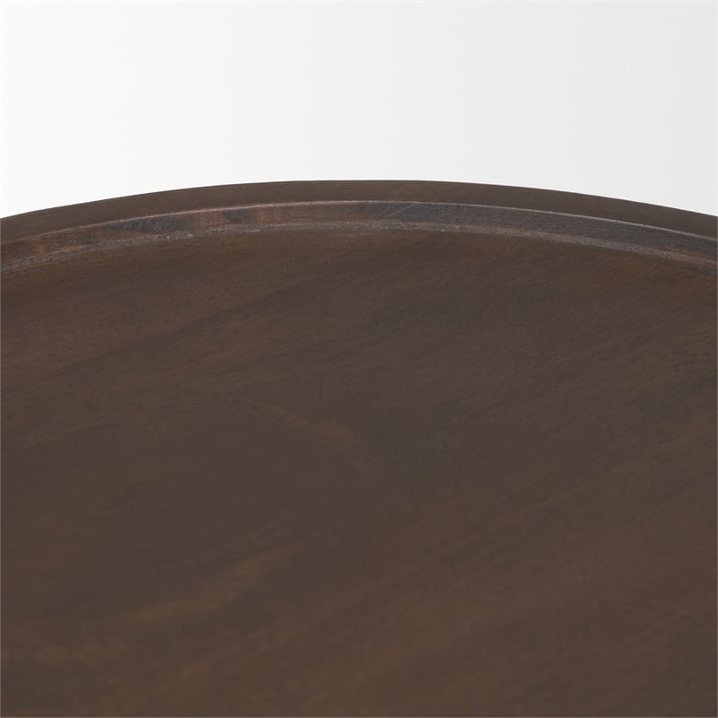 Mercana Furniture Takoda Wood Tapered Drum Accent Table in Dark Brown