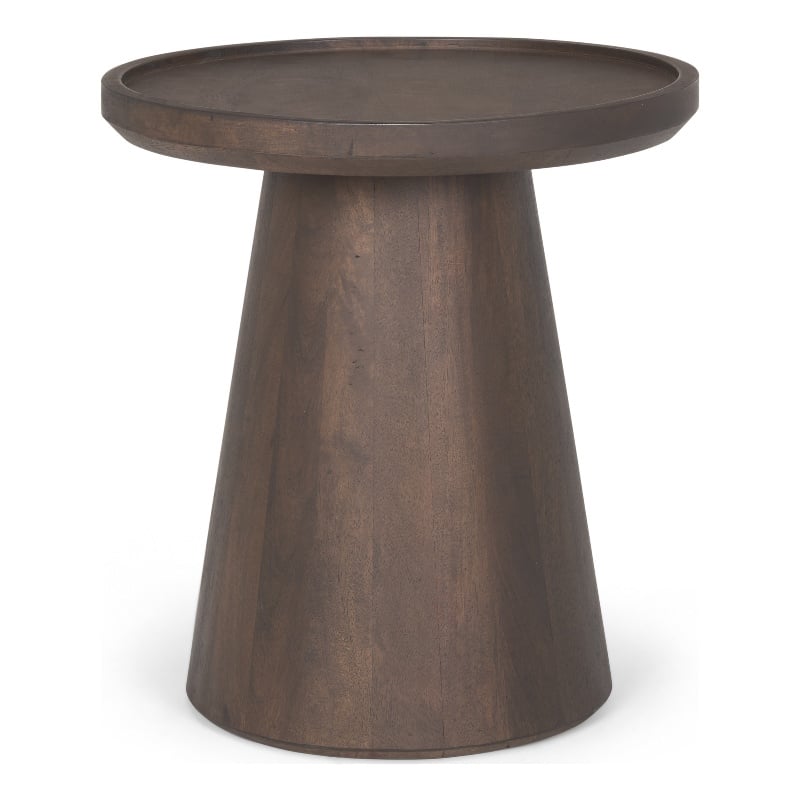 Mercana Furniture Takoda Wood Tapered Drum Accent Table in Dark Brown