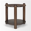 Jovia Brown Mango Wood W/ Cappuccino Marble Round Side Table