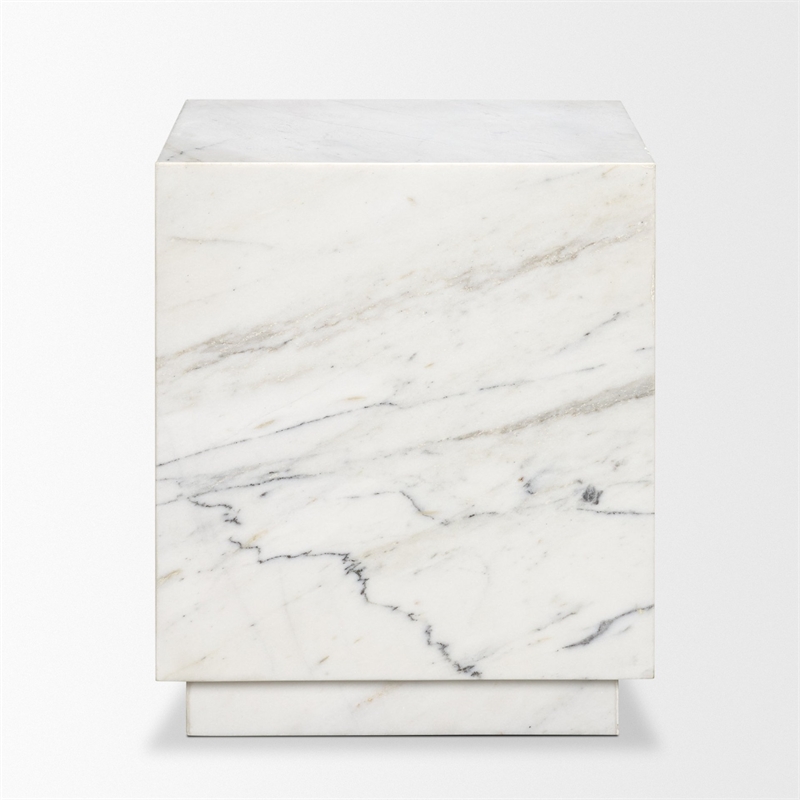Mercana Matteo Solid White Marble Square Side Table