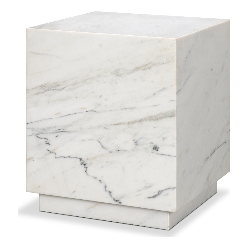 Mercana Matteo Solid White Marble Square Side Table