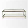 Trey 56.0L x 32.0W x 17.0H Gold Metal W/Glass Coffee table