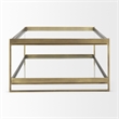 Trey 56.0L x 32.0W x 17.0H Gold Metal W/Glass Coffee table