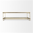 Trey 56.0L x 32.0W x 17.0H Gold Metal W/Glass Coffee table