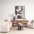 Mitchell Black Metal Pedestal Base with Brown Wood Top Coffee Table