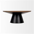 Mitchell Black Metal Pedestal Base with Brown Wood Top Coffee Table