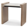Athens Light Brown Wood w/ White Marble Accent Table