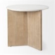 Enzo Marble Tabletop w/ Fluted Light Wood Base Foyer Accent Table