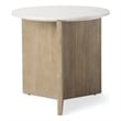 Enzo Marble Tabletop w/ Fluted Light Wood Base Foyer Accent Table