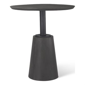 Mercana Maxwell 32&quot Round Black-Brown Wood w/ Black Metal Pedestal Bistro Table