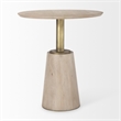 Maxwell Round Light Wood Tabletop Gold Metal Accent Pedestal Bistro Table