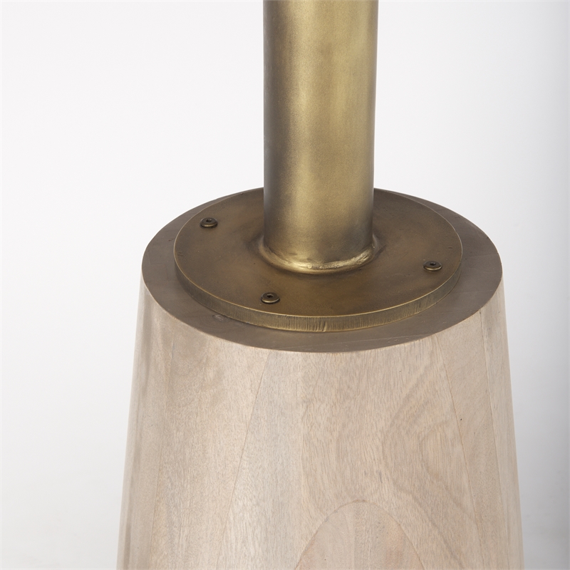 Maxwell Round Light Wood Tabletop Gold Metal Accent Pedestal Bistro Table