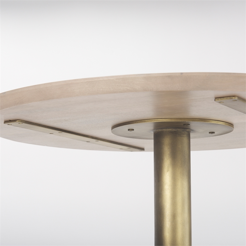 Maxwell Round Light Wood Tabletop Gold Metal Accent Pedestal Bistro Table
