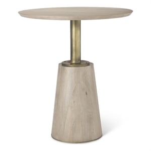 Maxwell Round Light Wood Tabletop Gold Metal Accent Pedestal Bistro Table