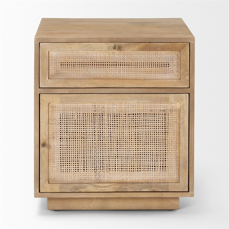 Grier Light Brown Wood w/ Cane End Table