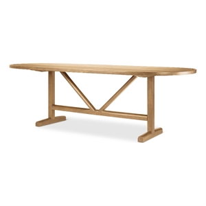 Viktor 94&quotL Light Brown Solid Wood Dining Table