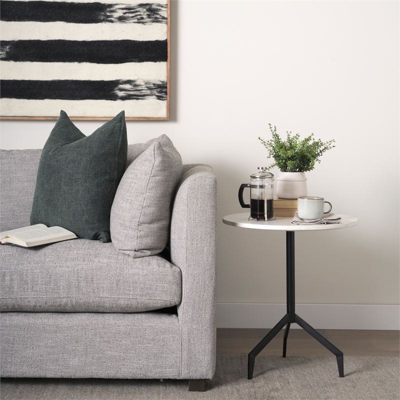 Serre Marble Top 3 Prong Black Metal Base End Table