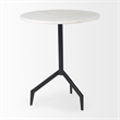 Serre Marble Top 3 Prong Black Metal Base End Table