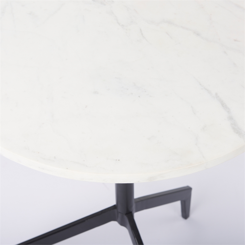 Serre Marble Top 3 Prong Black Metal Base End Table