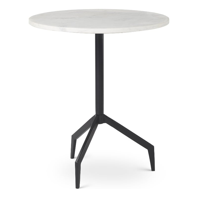 Serre Marble Top 3 Prong Black Metal Base End Table