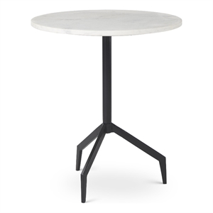 Serre Marble Top 3 Prong Black Metal Base End Table