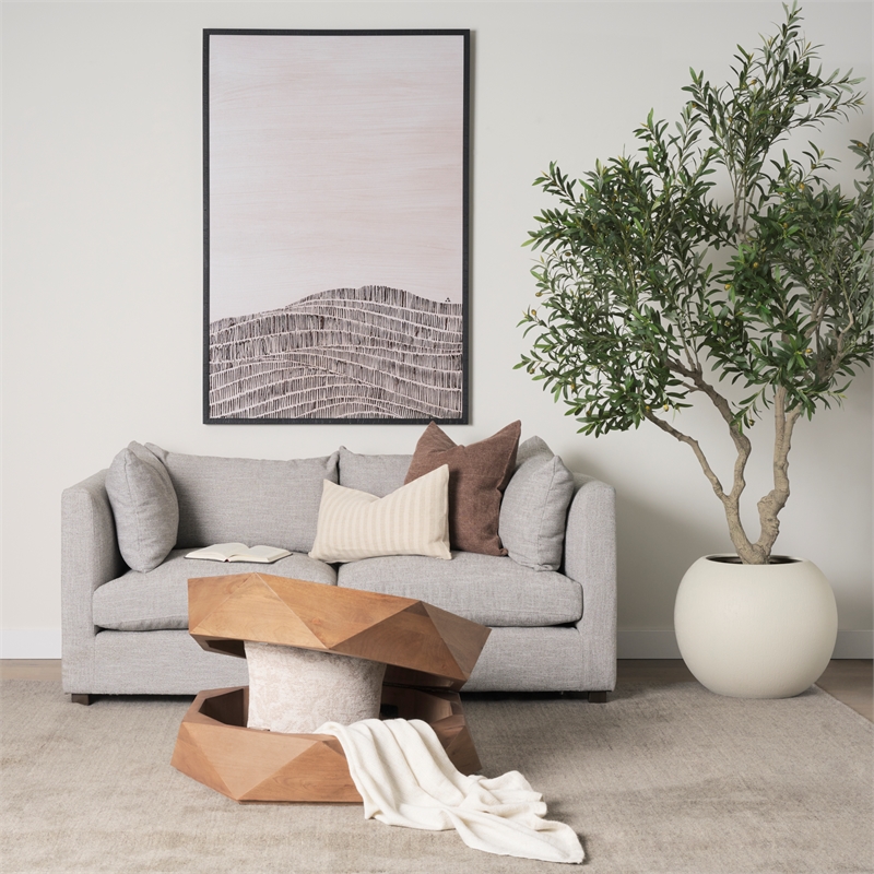 Arreto Hexagonal Hinged Solid Wood Top and Base Coffee Table