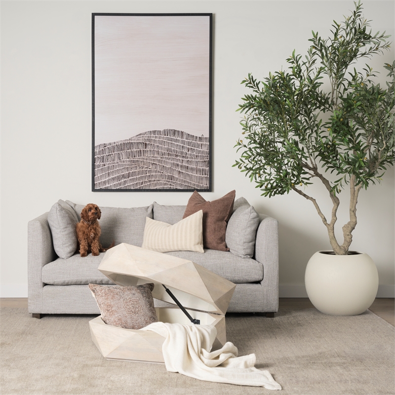 Mercana Arreto Hexagonal Hinged Solid Wood Top and Base Coffee Table in White