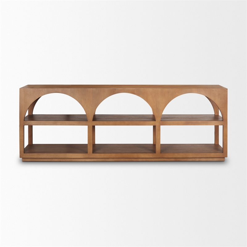 Bela Large Medium Brown Wood Arched Console Table