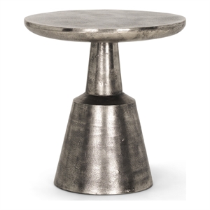Bobbi Textured Polished Nickel Cast Aluminum Metal Accent Table