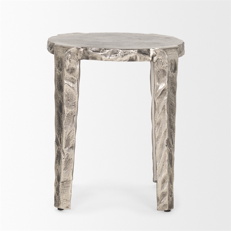 Randy Textured Silver Nickel Cast Aluminum Metal Accent Table