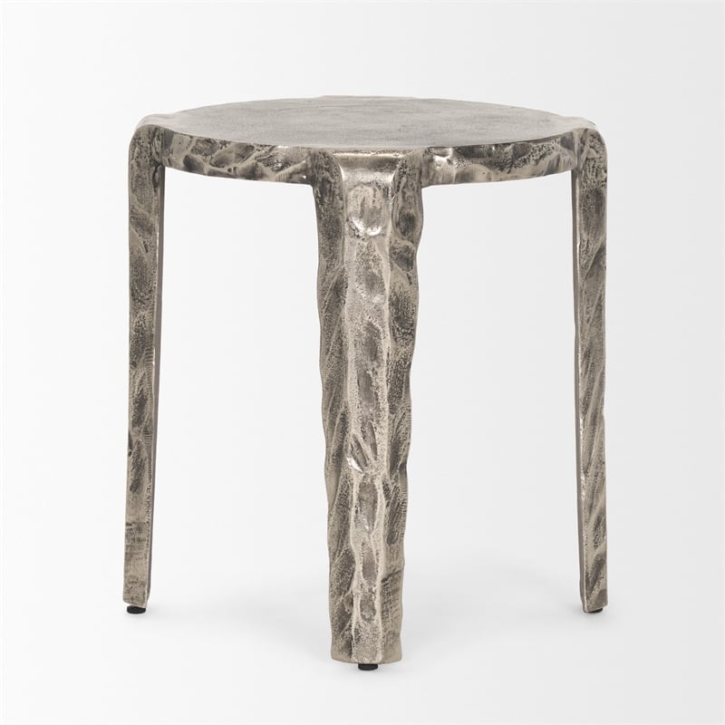 Randy Textured Silver Nickel Cast Aluminum Metal Accent Table