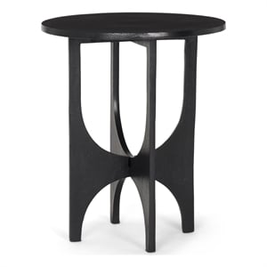 Sobi Textured Matte Black Round Metal Accent Table