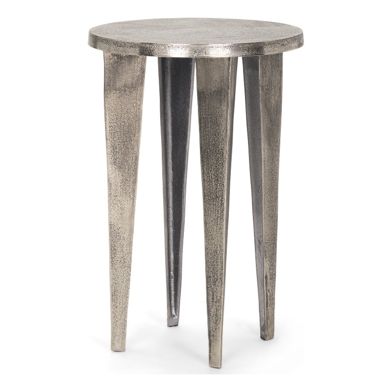 Maggie Textured Silver Nickel Cast Aluminum Metal Accent Table